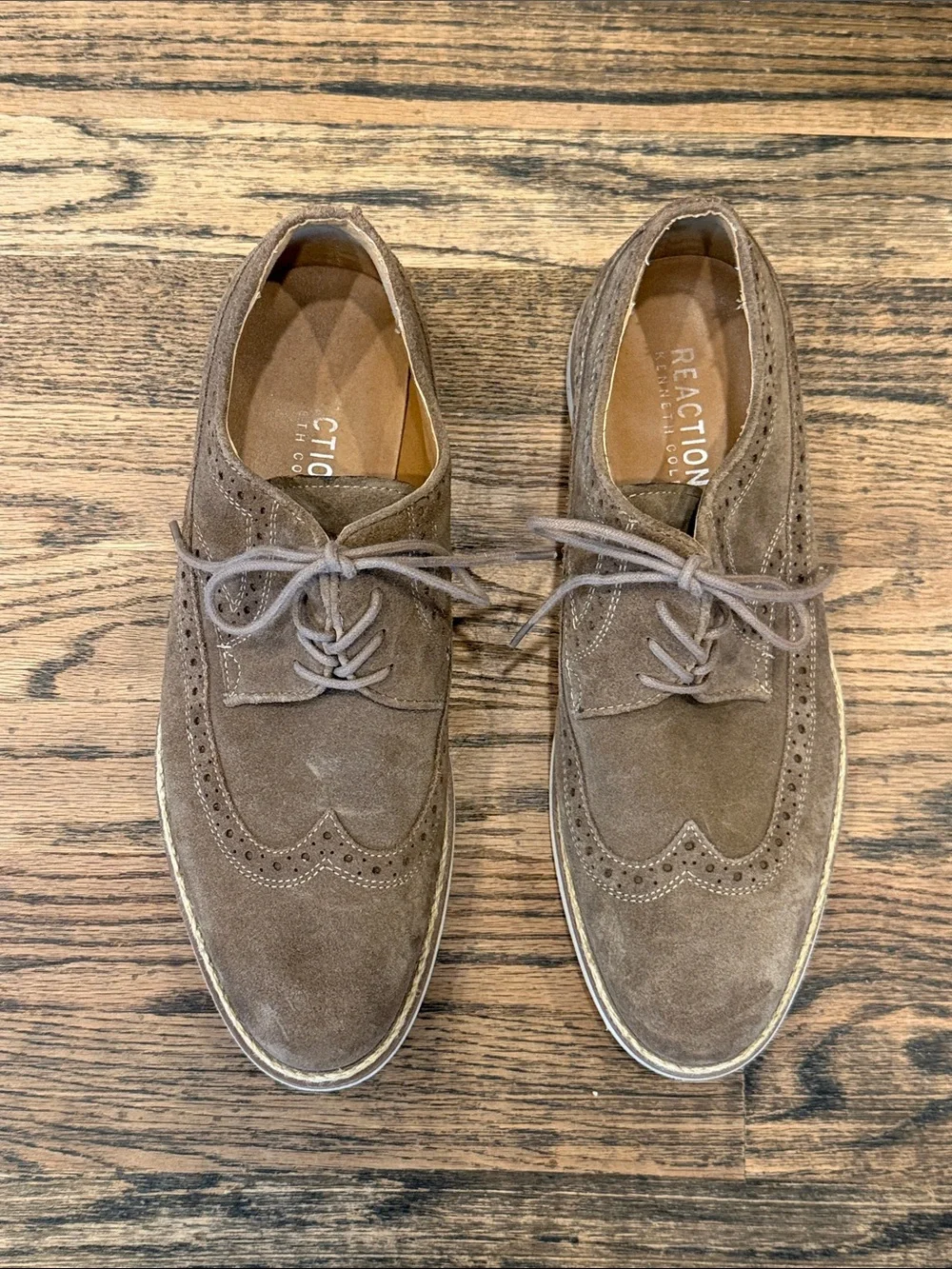 Reaction Kenneth Cole Taupe Suede Wingtip Derby Shoes
